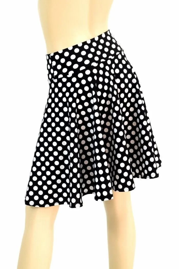 19" Black & White Polka Dot Skater Skirt