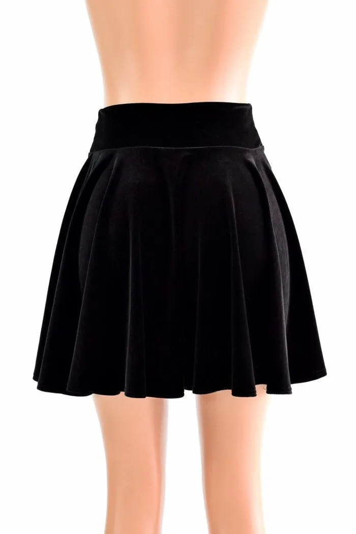 19" Black Velvet Skater Skirt