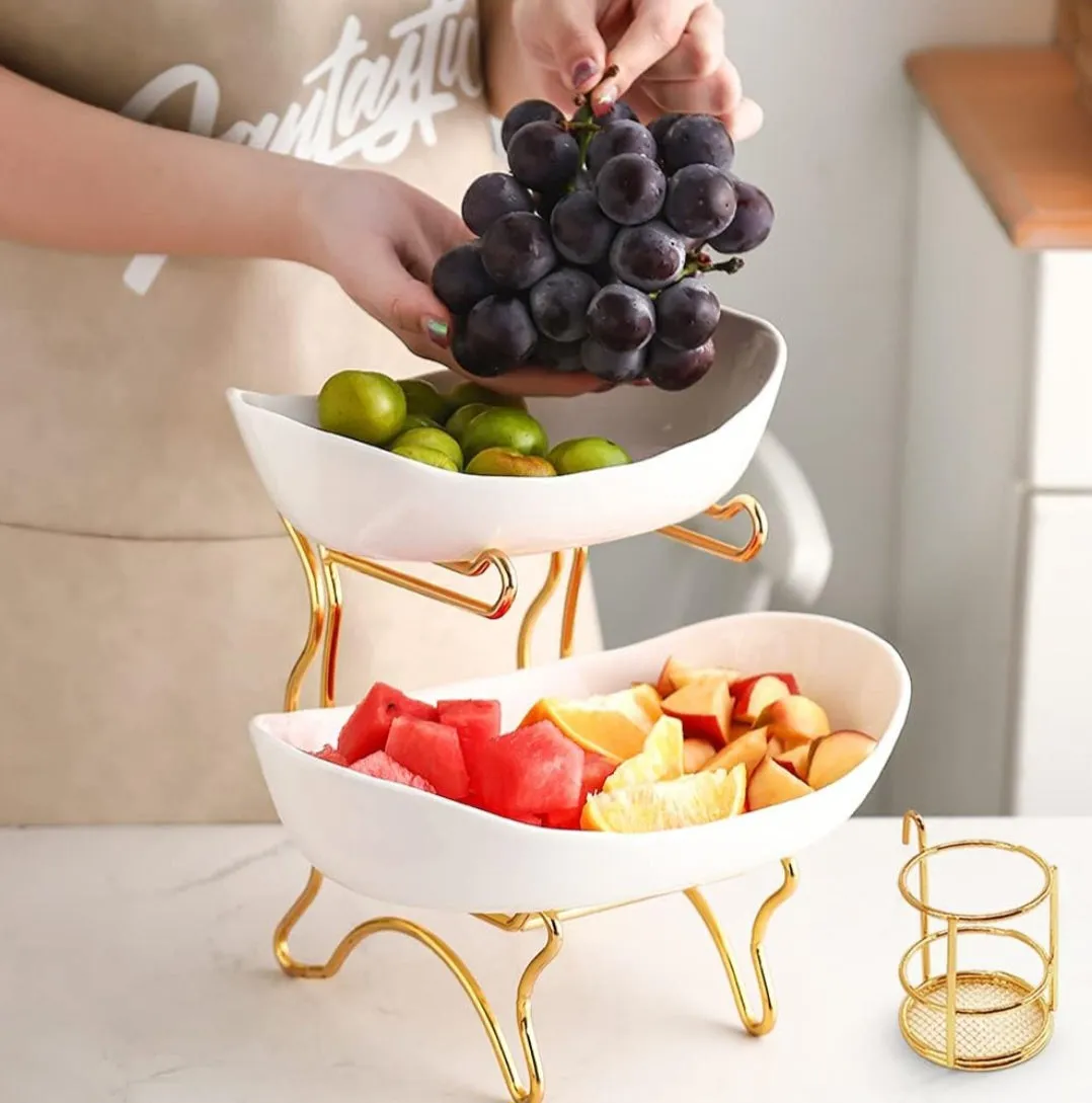 2 LAYERS CERAMIC FRUIT PLATTER