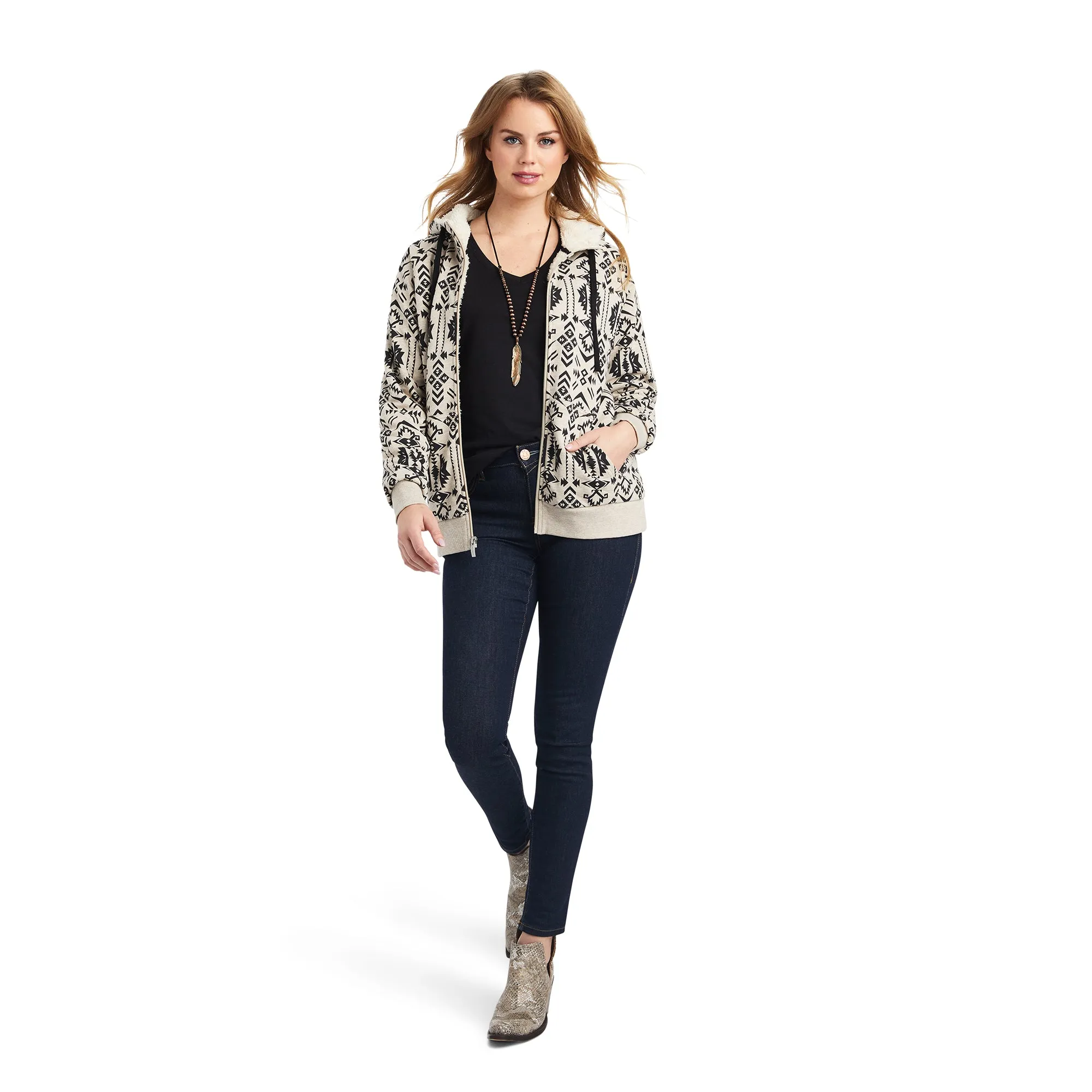 Ariat Ladies R.E.A.L™ Sherpa Full Zip Oaxaca Print Hoodie 10042171