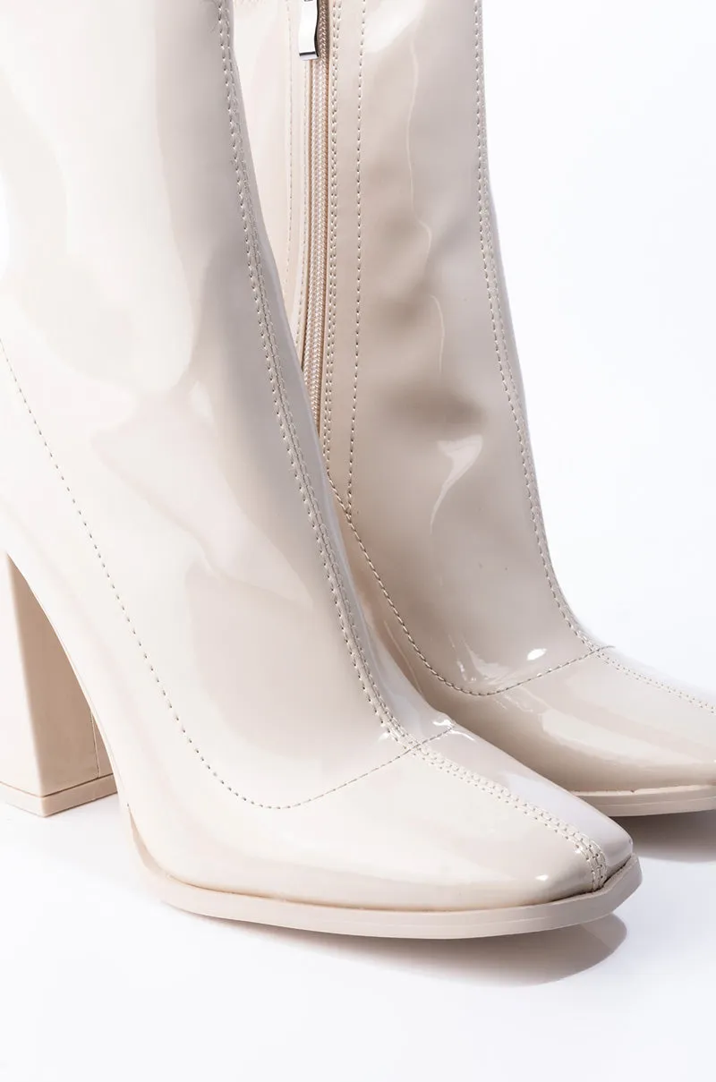 AZALEA WANG DO YOUR WORST CHUNKY HEEL BOOTIE IN TAUPE