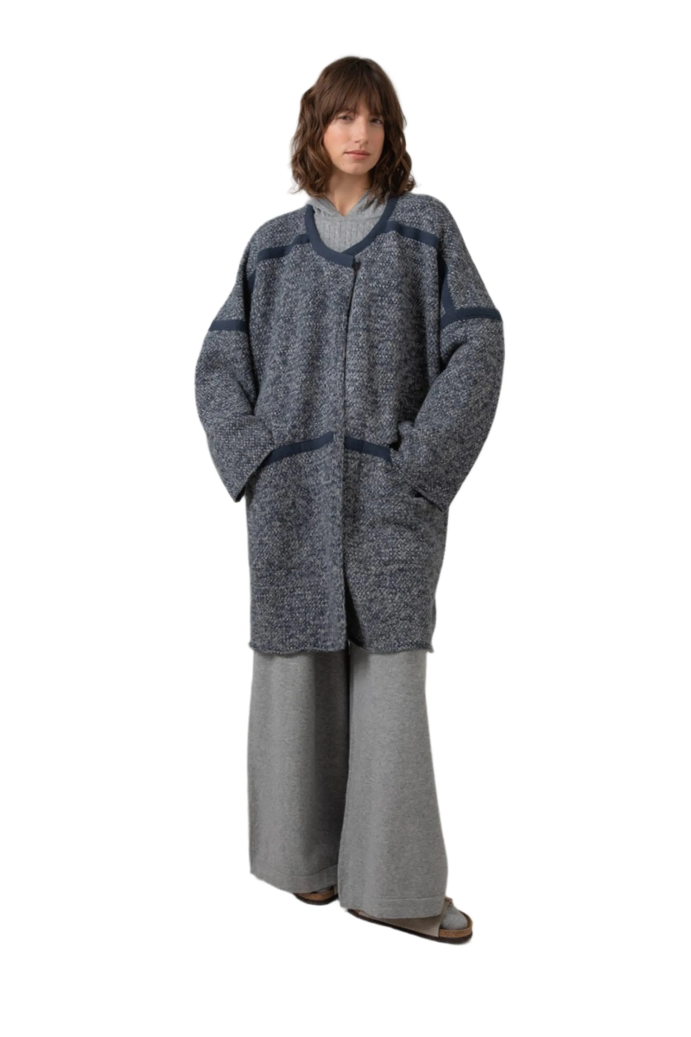 Basket Weave Cashmere Cape Coat