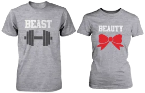 Beauty & Beast Matching Couple Shirts in Grey (Set)