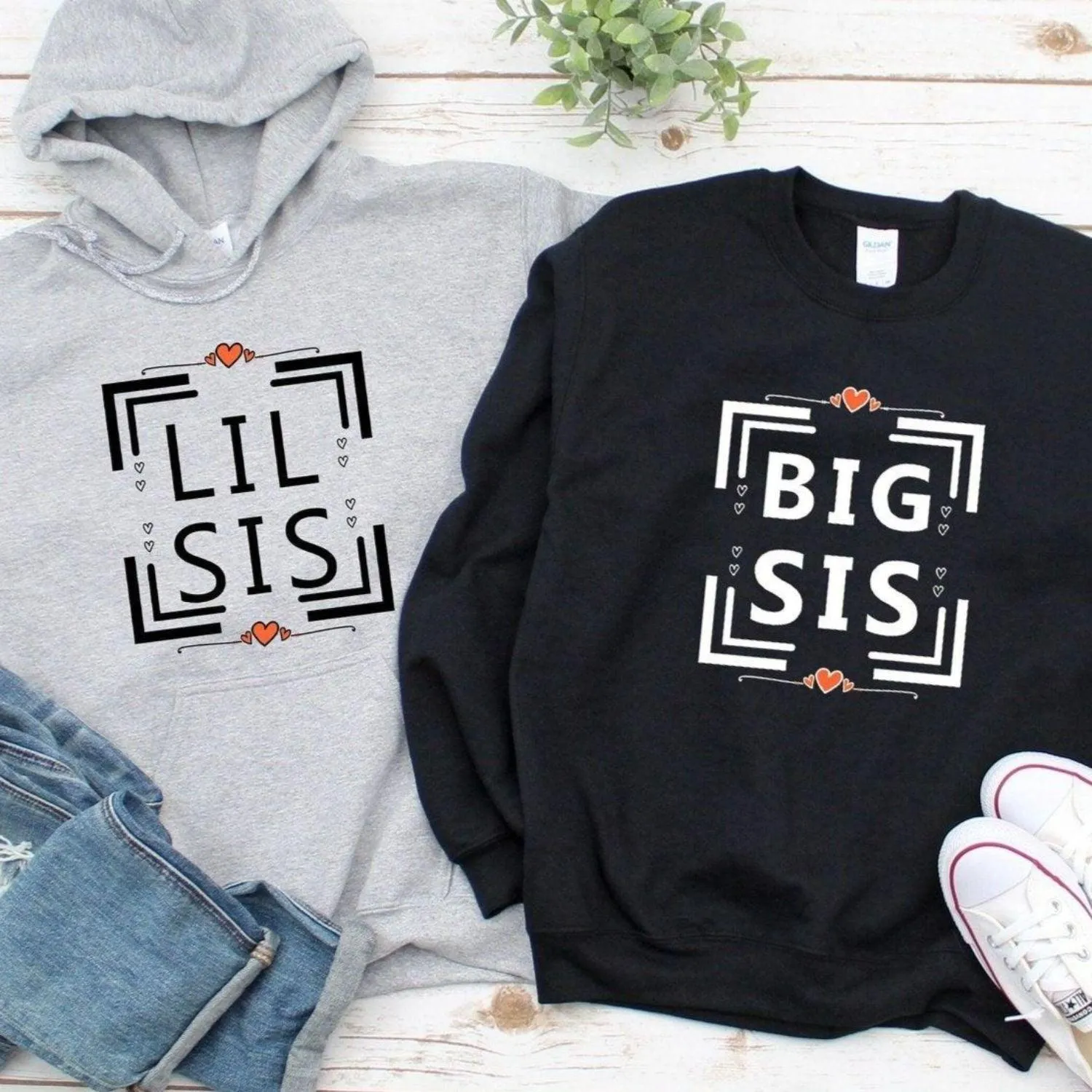 Big Sis and Lil Sis Matching Hoodie, Best Friend Matching Sweatshirts, Best Friend Longsleeves, Besties Gift, Sister Hoodies