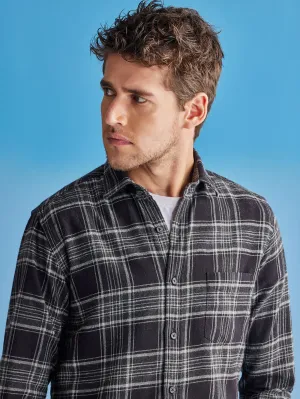 Black Brushed Checked Shirt