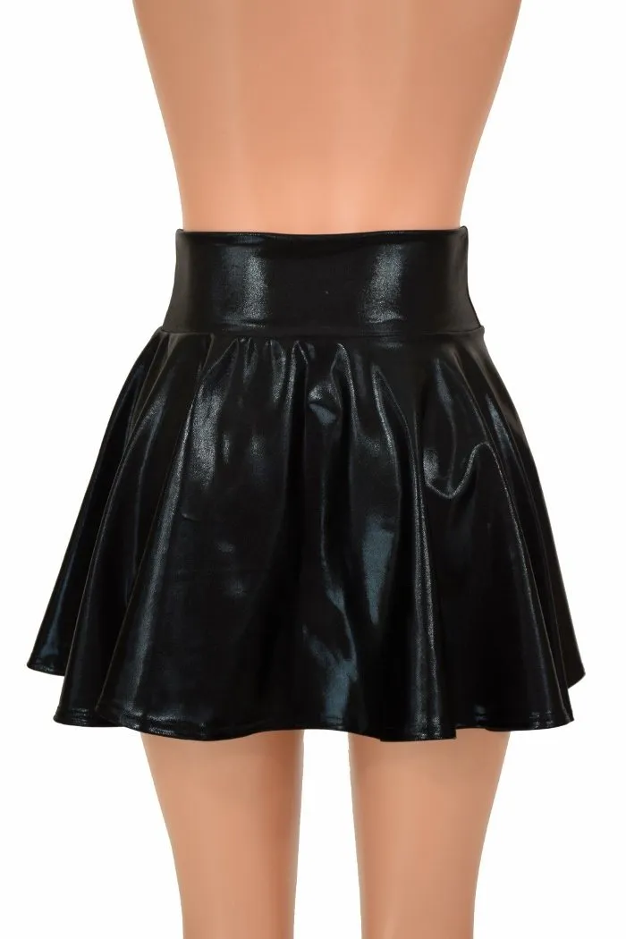 Black Metallic Mini Rave Skirt