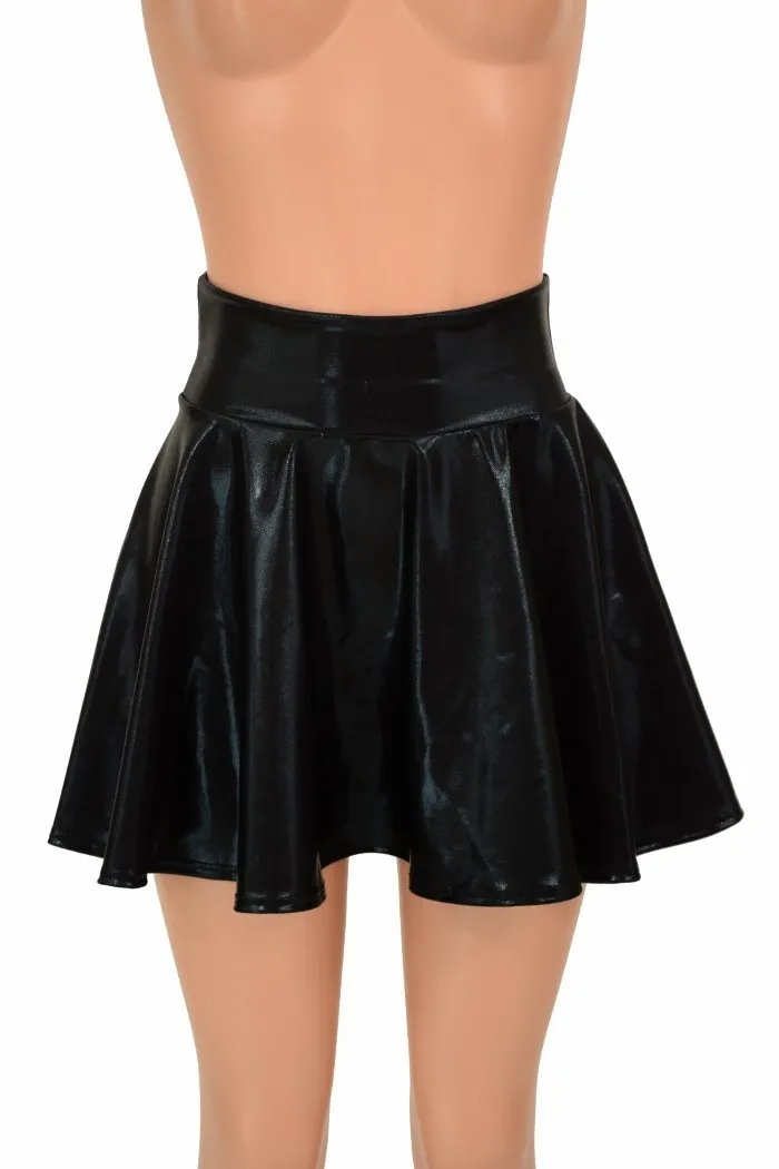 Black Metallic Mini Rave Skirt