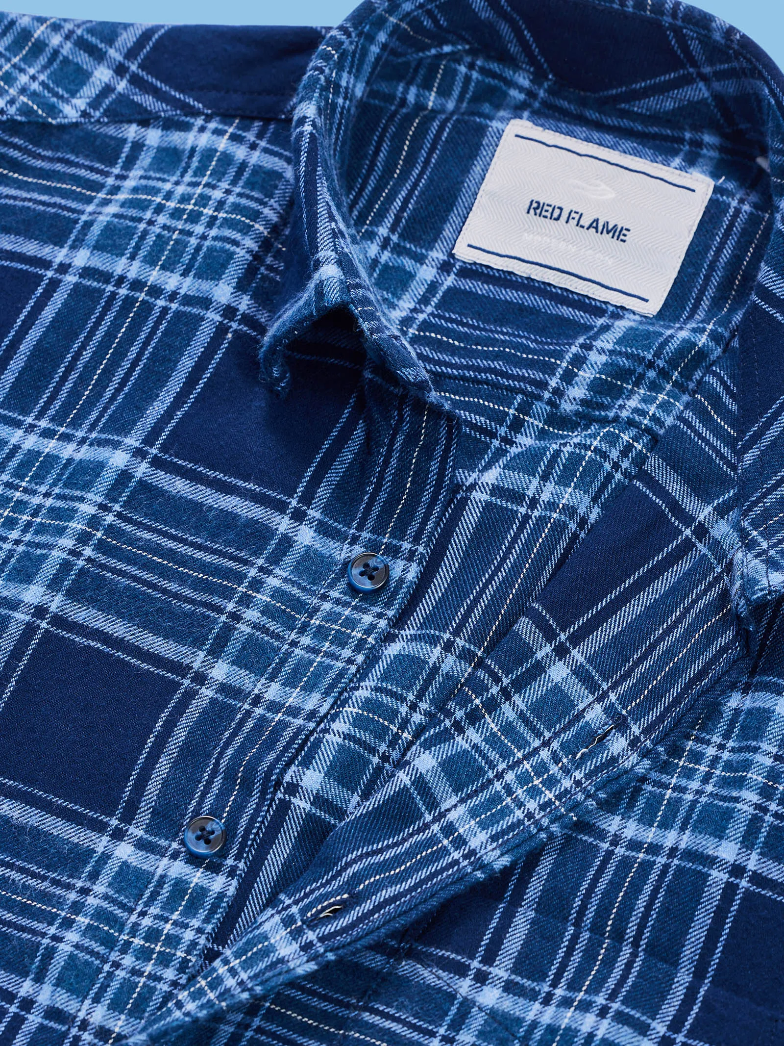 Blue Brushed Checked Shirt