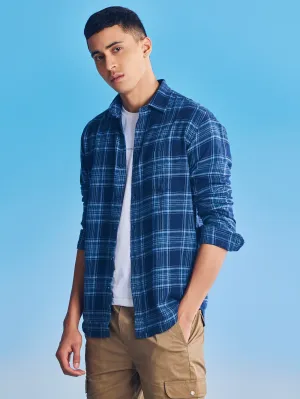 Blue Brushed Checked Shirt