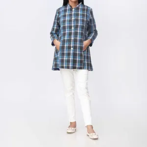 Blue Woolen Button Coat  PW9116