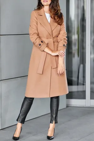 British Style Elegant Solid Buckle Turn-back Collar Outerwear