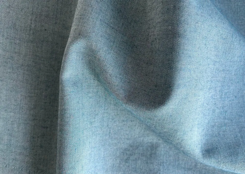 Brushed Melange Teal & White Cotton Twill (Made in Italy)