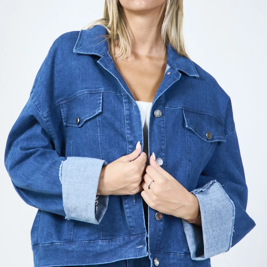 Chic denim jacket with button closure wholesale