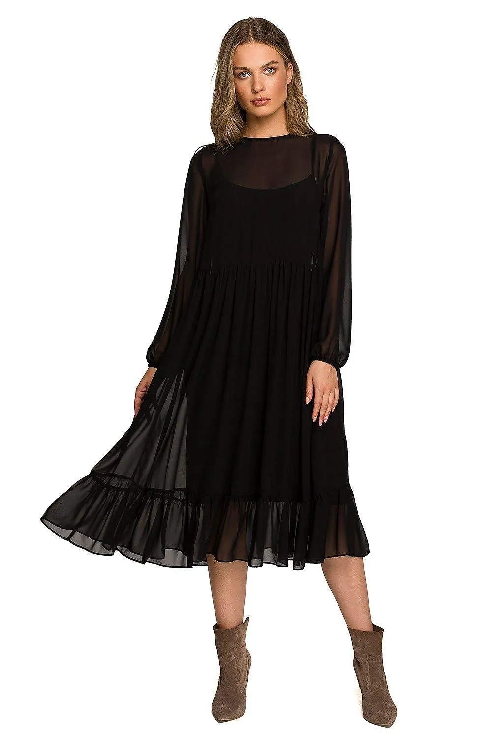 Chic Ruffled Chiffon Evening Dress