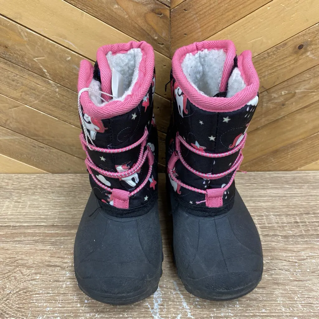 Children's Unicorn Pattern Snow Boots: black, pink-children-6