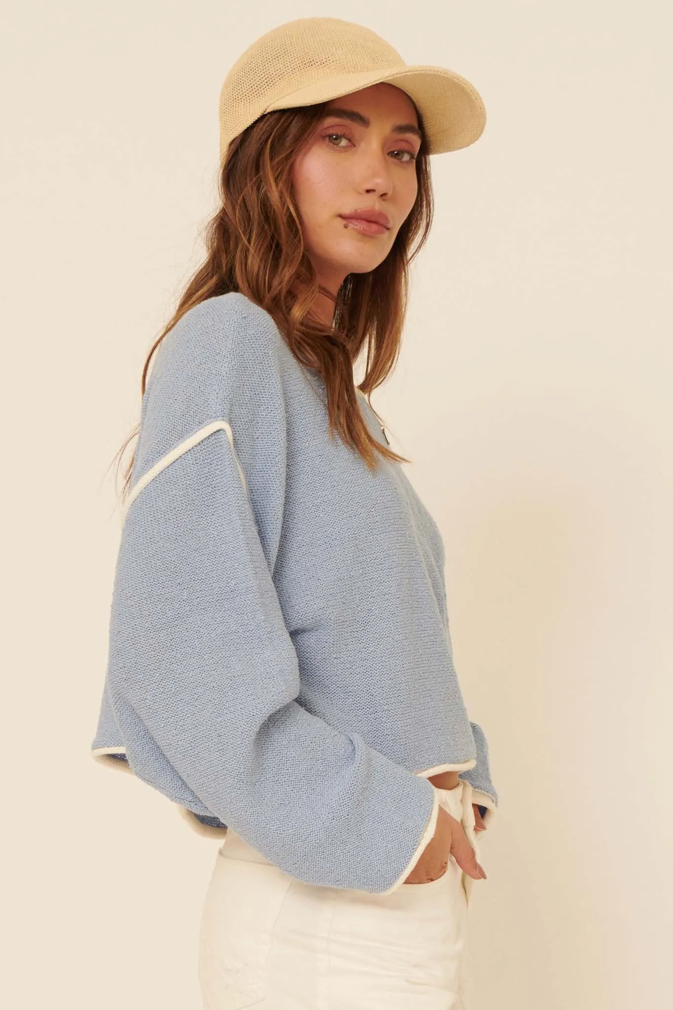 Cuddle Party Cropped Exposed-Seam Sweater