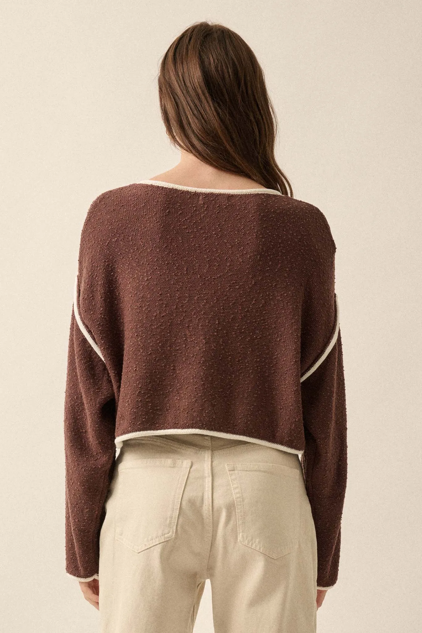 Cuddle Party Cropped Exposed-Seam Sweater