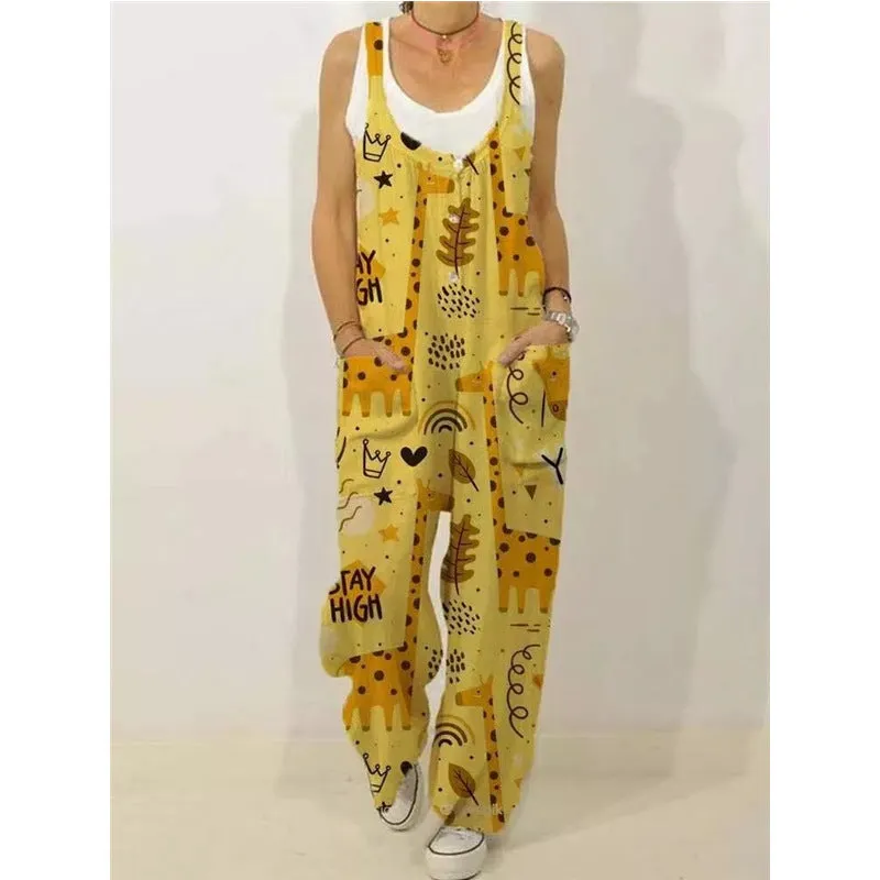 Cute animal print oversized jumpsuit