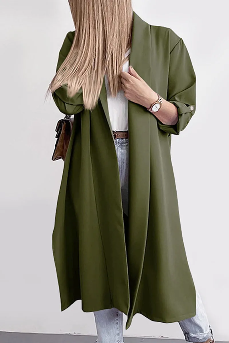 Elegant Solid Color Turndown Collar Outerwear(6 Colors)