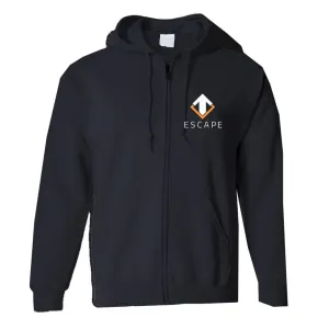 Escape Gaming "Escape" Black Zip-Up Men's Hoodie, Large