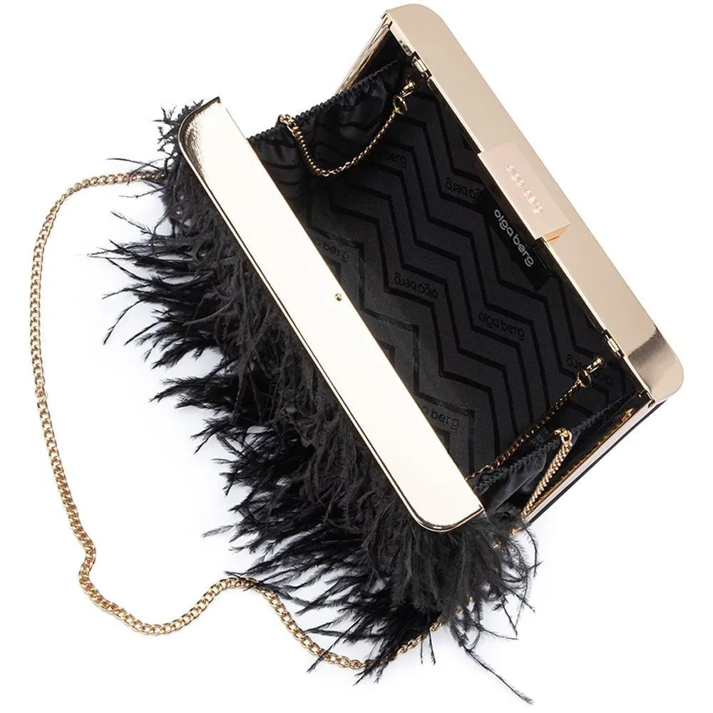 ESTELLE Black Feather Clutch