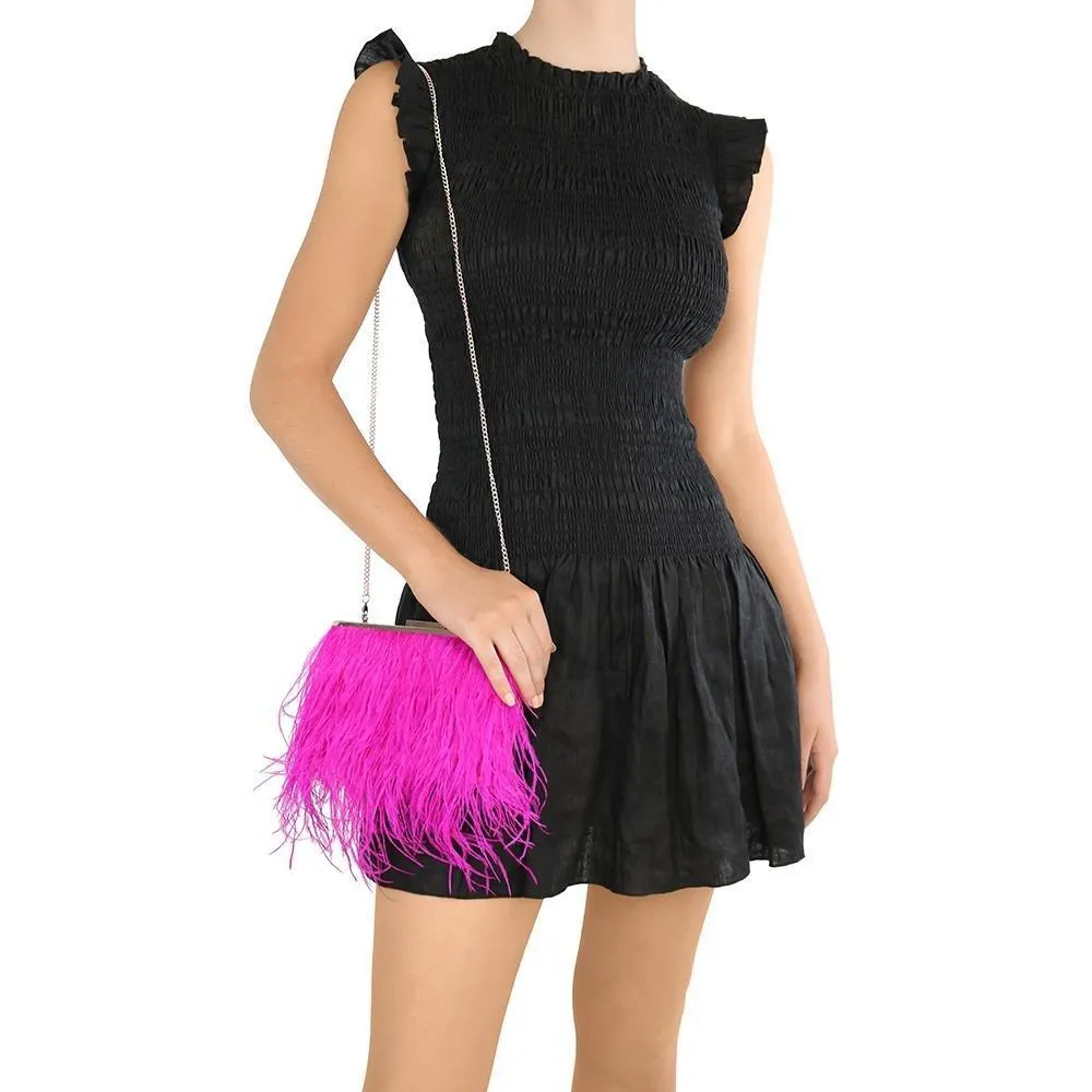 ESTELLE Fuchsia Feather Clutch