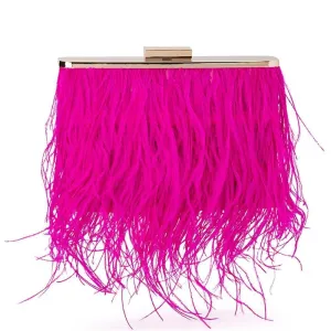 ESTELLE Fuchsia Feather Clutch