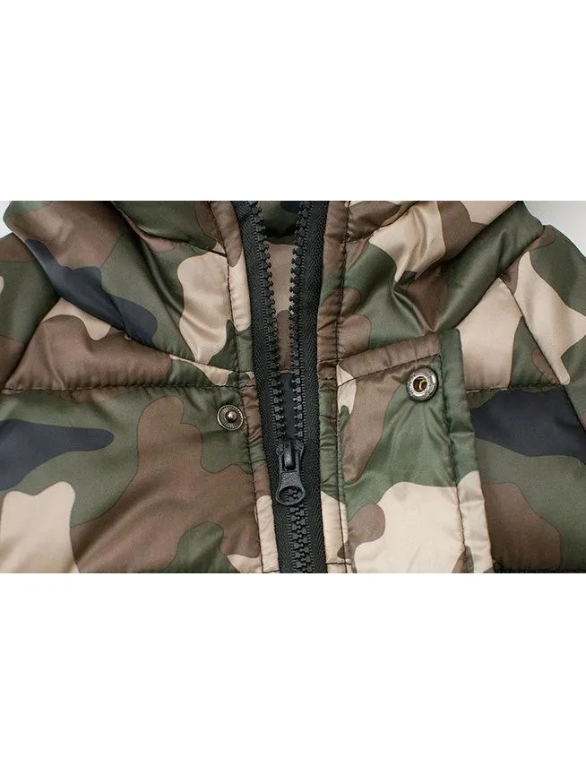 Fall Toddler Baby Boys Padded Camo Hooded Jacket