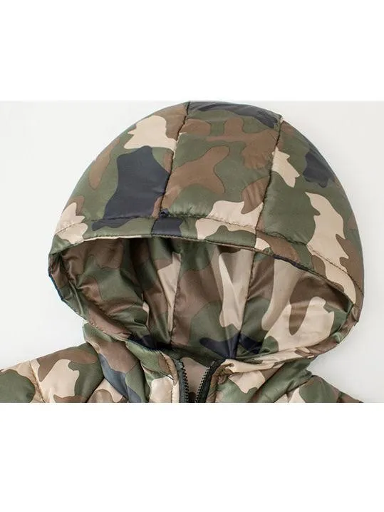 Fall Toddler Baby Boys Padded Camo Hooded Jacket