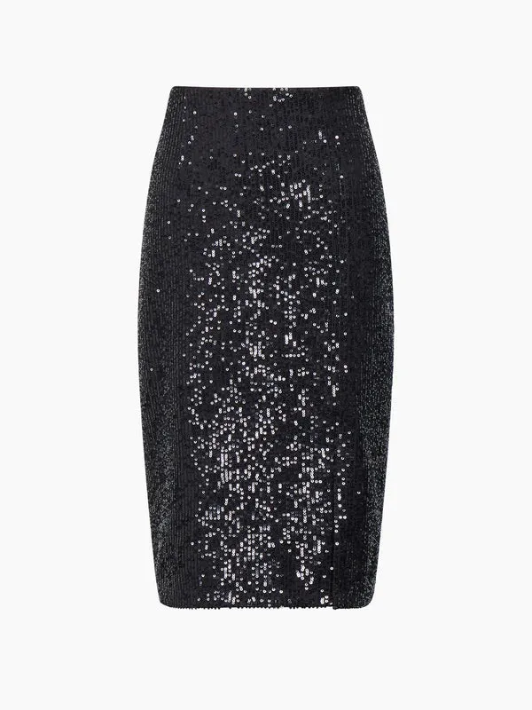 French Connection Alindava Sequin Skirt-Black-73TNT