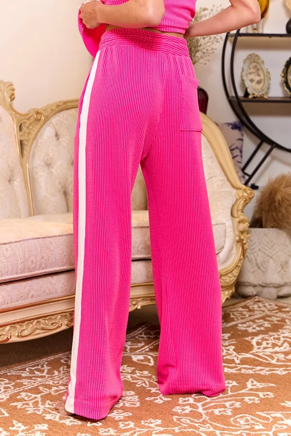 Fuchsia Sporty Wide-Leg Pant and Tank Set