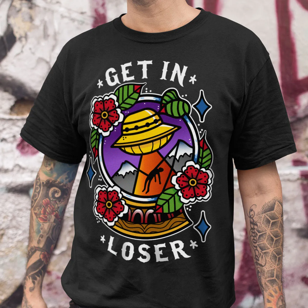 Get In Loser Front Print T-Shirt (Unisex)