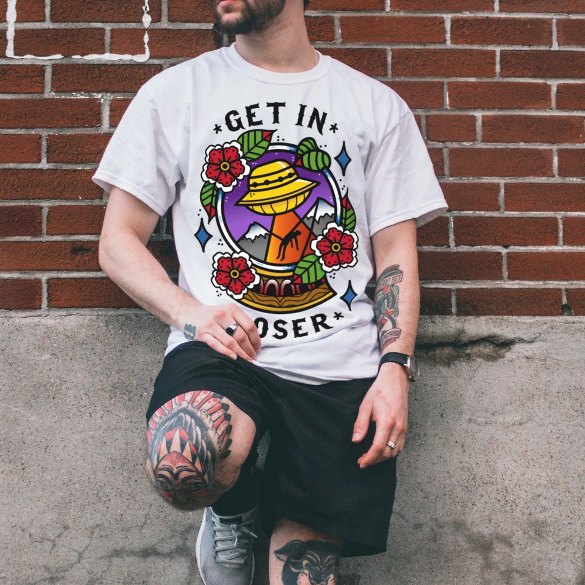 Get In Loser Front Print T-Shirt (Unisex)