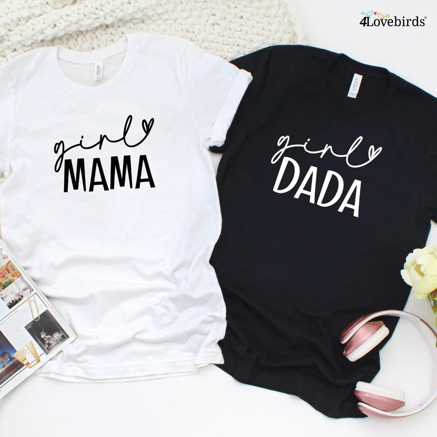 Girl Dad & Girly Mama Matching Outfits Set, Perfect Parents of Girls Gift