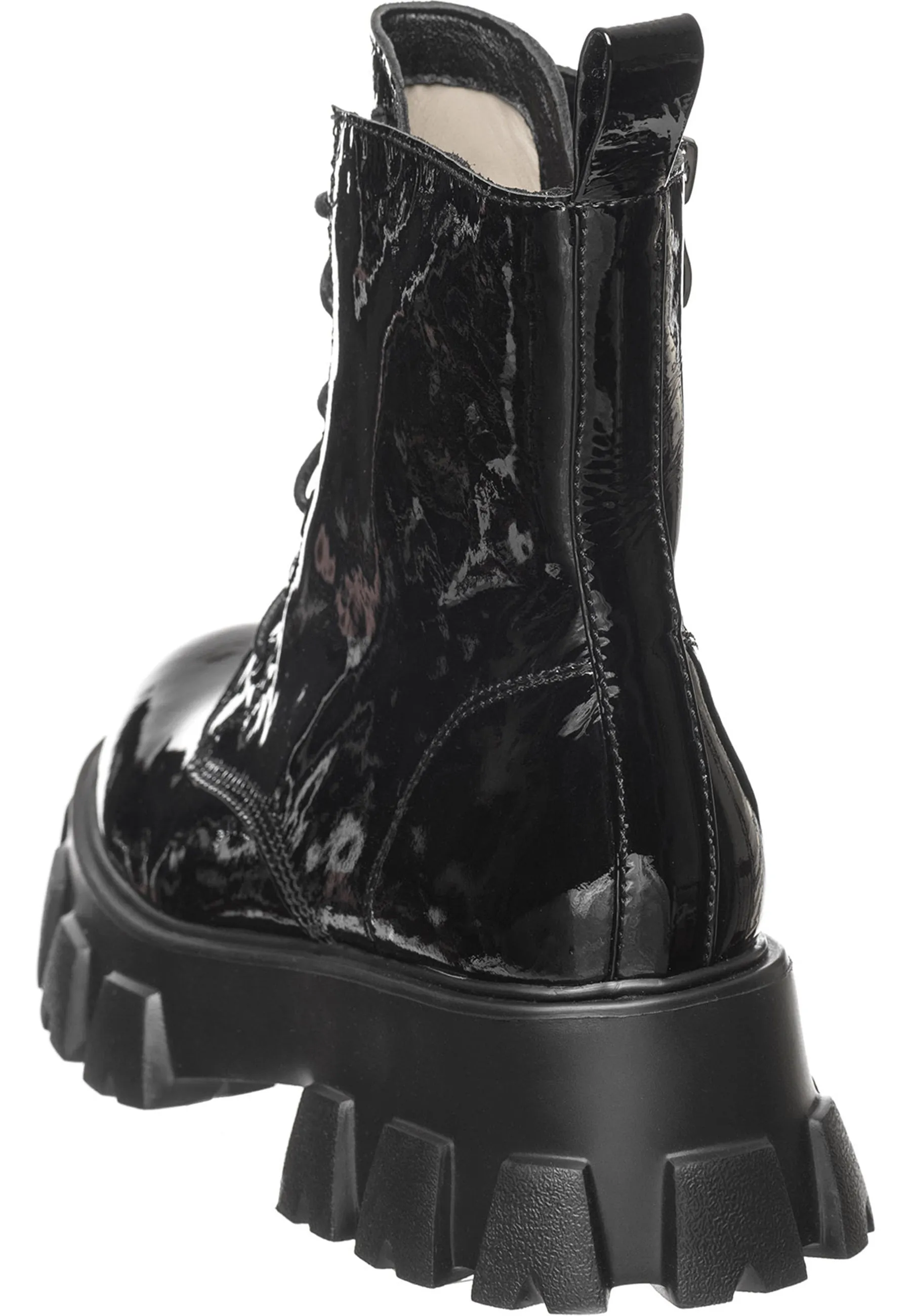 Glossy Chunky Combat Boots - Black