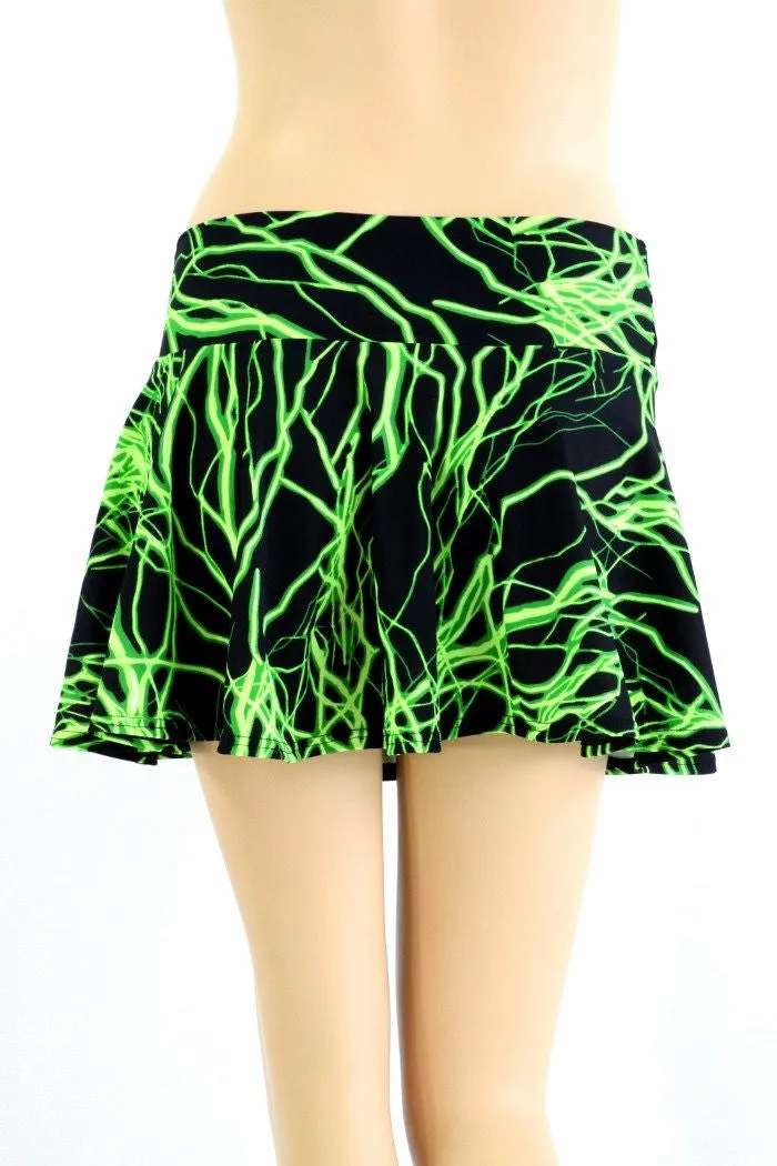 Green Lightning Mini Rave Skirt