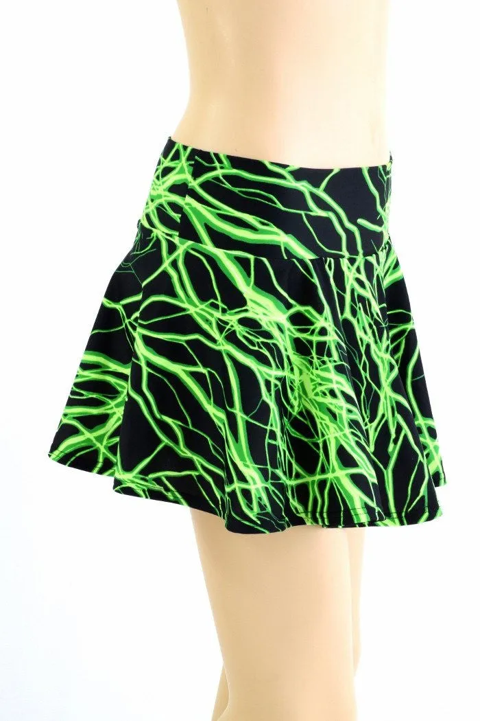 Green Lightning Mini Rave Skirt