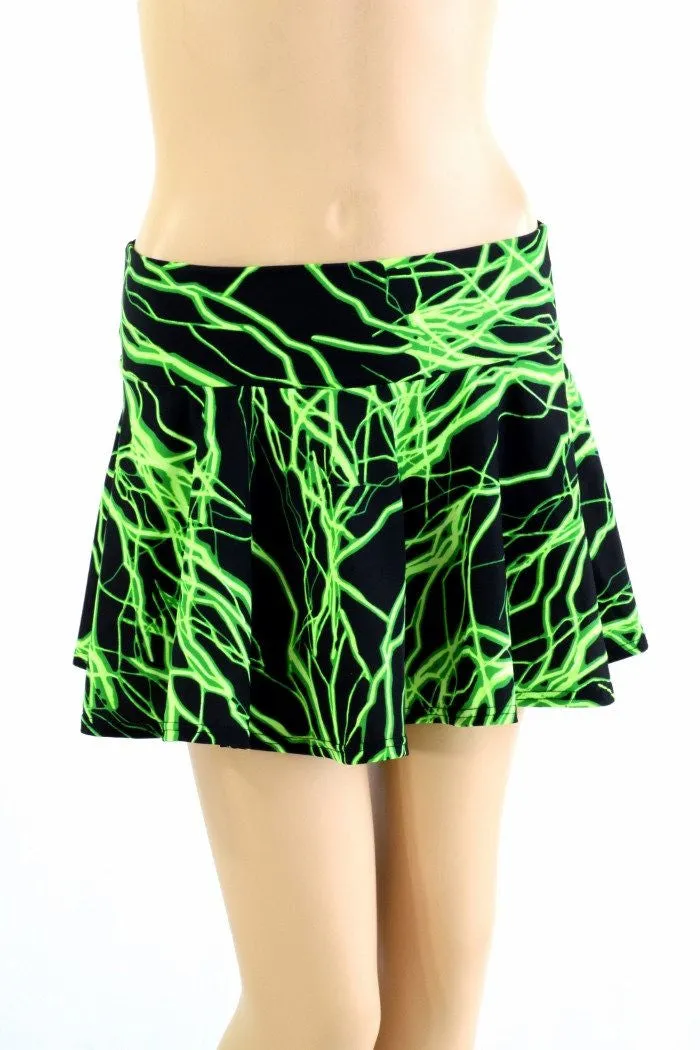 Green Lightning Mini Rave Skirt