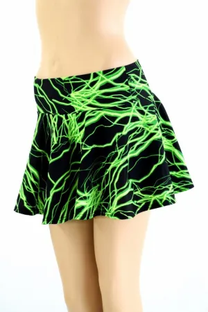 Green Lightning Mini Rave Skirt