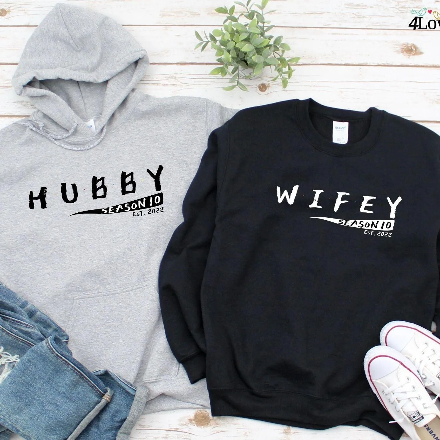 Hubby & Wifey Anniversary Custom Matching Outfits - Perfect Gifts for Couples, Valentine's Day, and Married Duo!