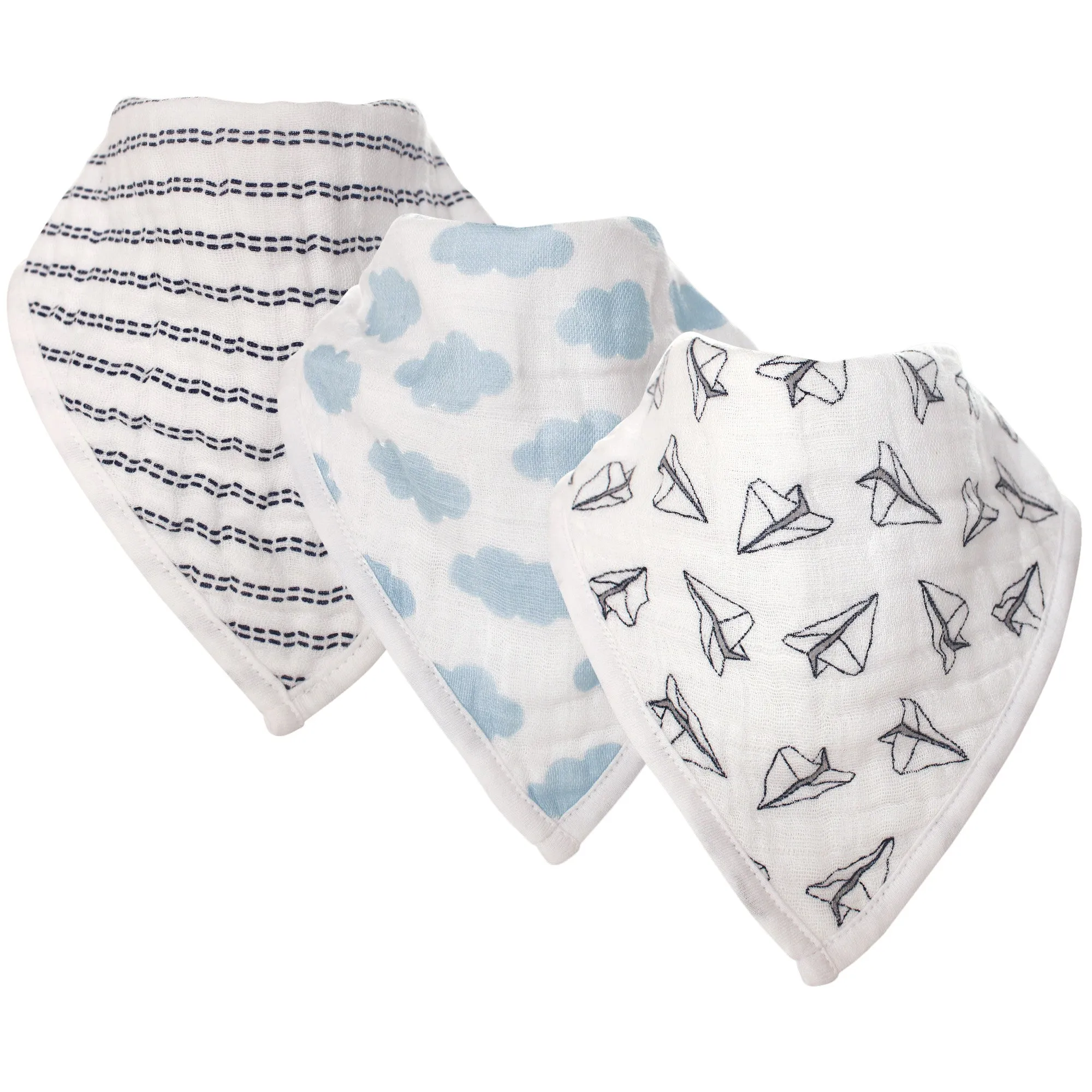 Hudson Baby Muslin Cotton Bandana Bibs, Paper Airplane