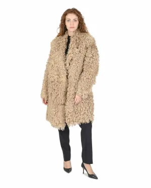 Hugo Boss Women's Elegant Beige Lambskin Overcoat 50417671 251