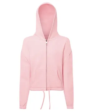 Kids TriDri® recycled cropped oversize full-zip hoodie | Light Pink