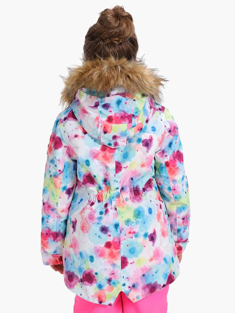 Kids Winter Snowboard Jacket Colorful Camouflage Vibrant Lines