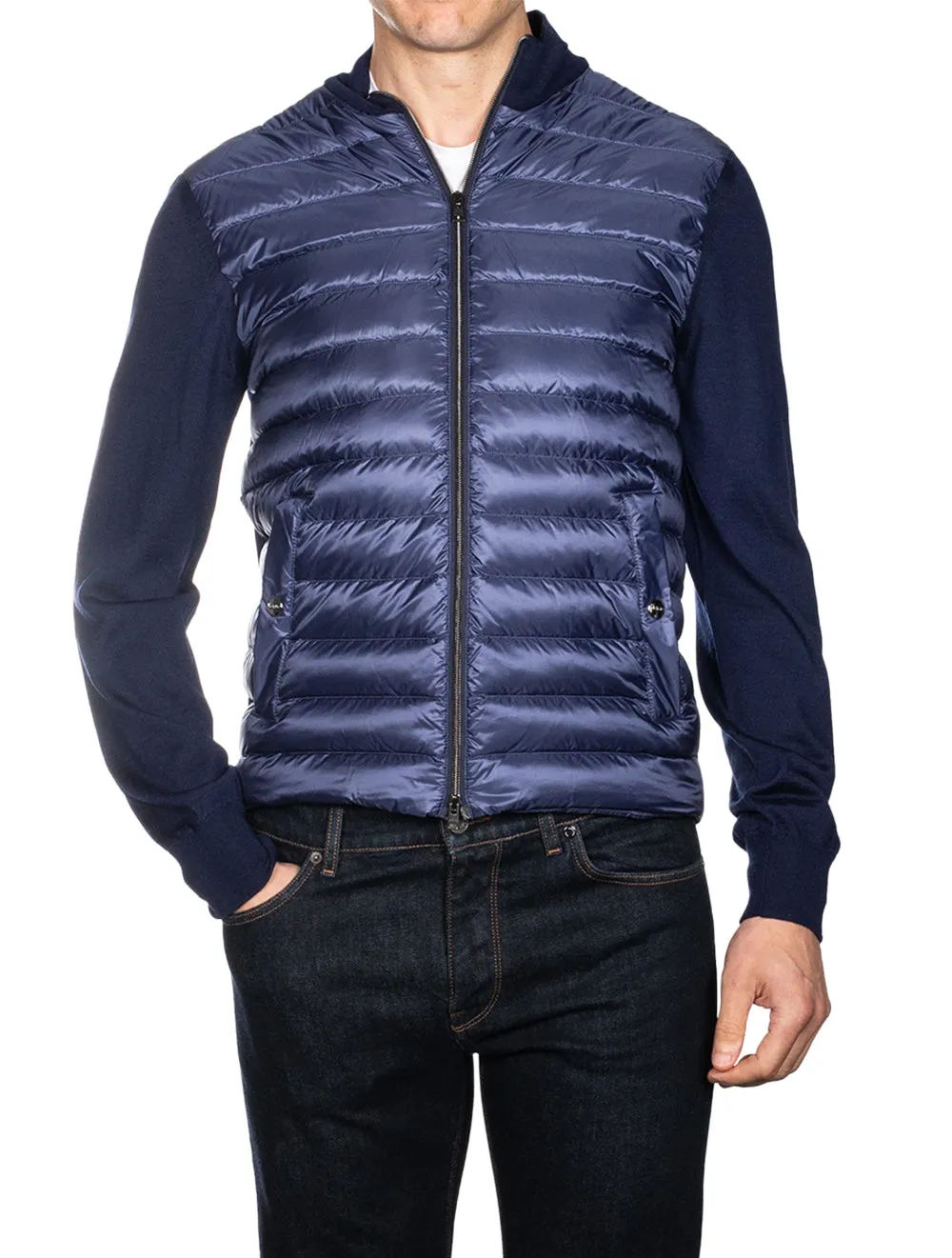 Knitted Hybrid Blouson Blue