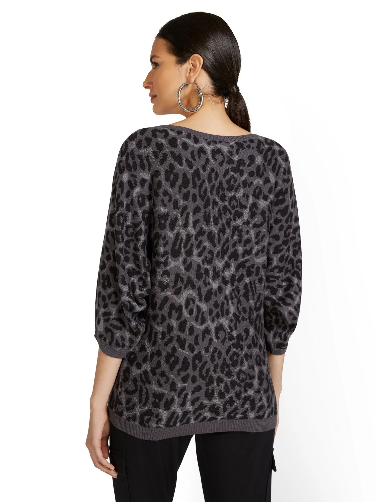 Leopard-Print Easy Dolman Sweater