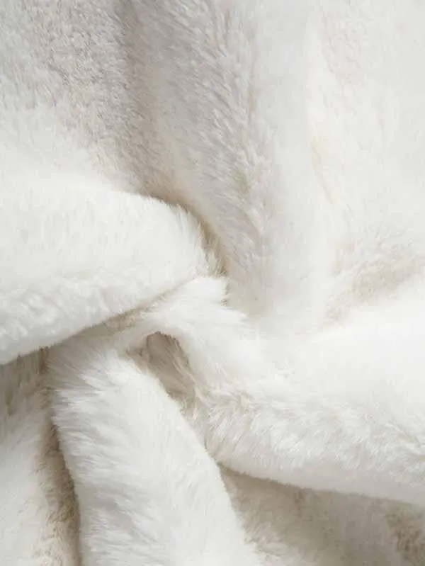 Long Sleeve Winter Warm Faux Fur White Long Coat