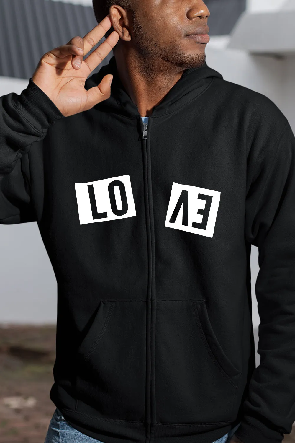 Love Torn into Two - Full Zip Premium Hoodies Black No Threads