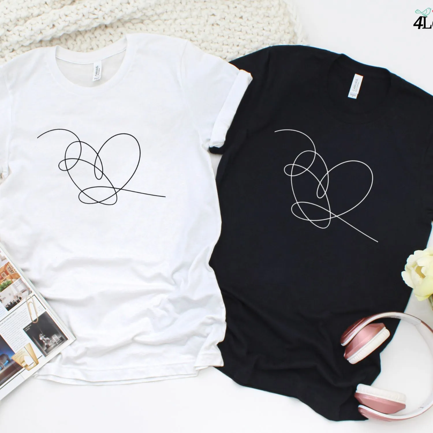 Love Yourself Heart & Tear Matching Outfits Set – Soft, Heart Design Outfits