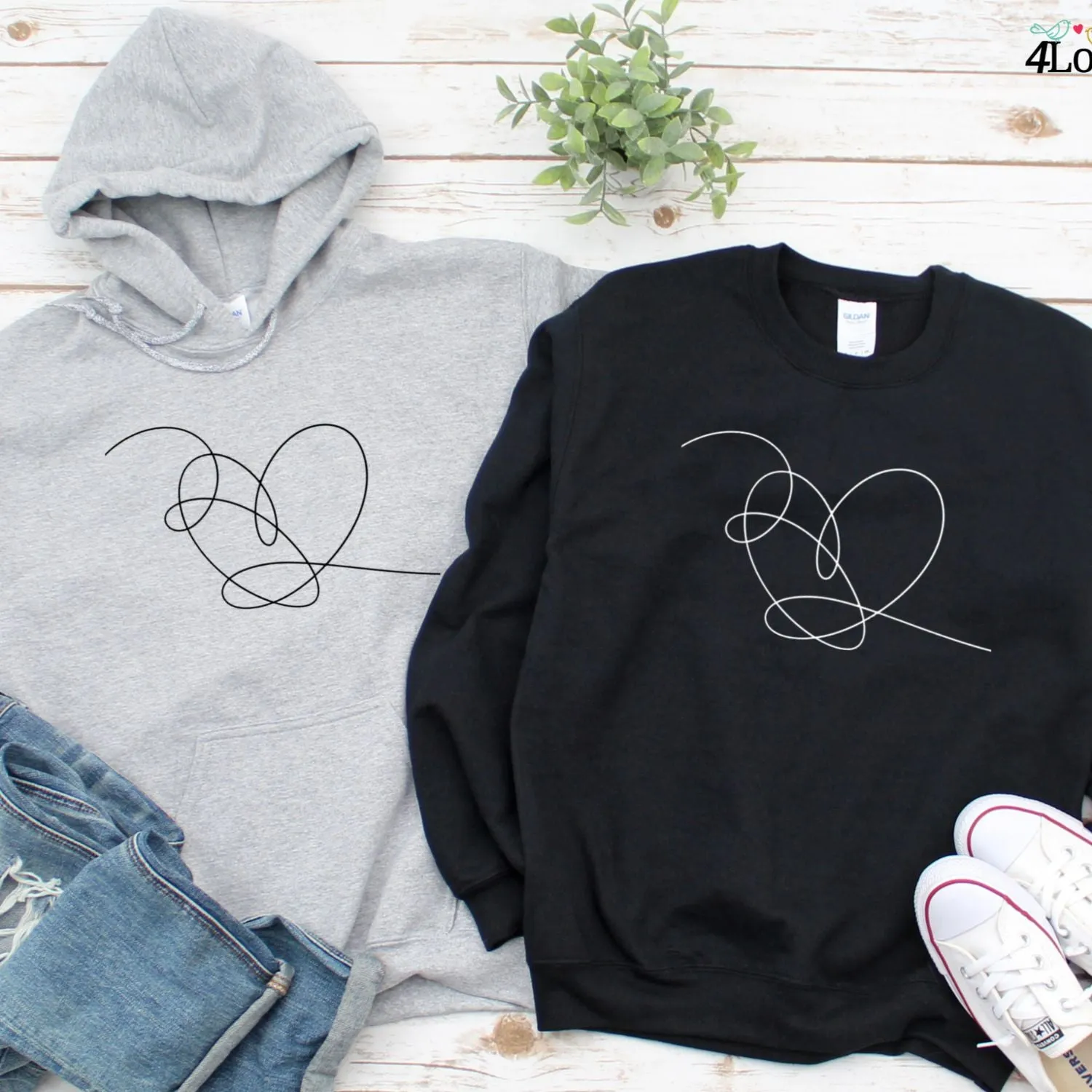 Love Yourself Heart & Tear Matching Outfits Set – Soft, Heart Design Outfits